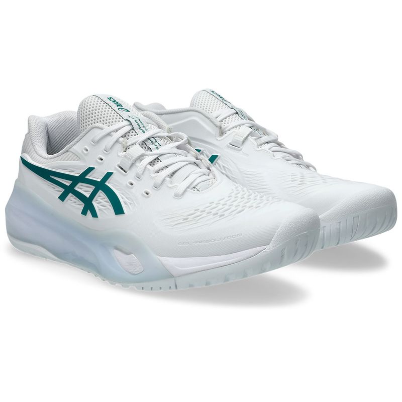 Asics Men's Gel Resolution X Tennis Shoes White and Pitch Green