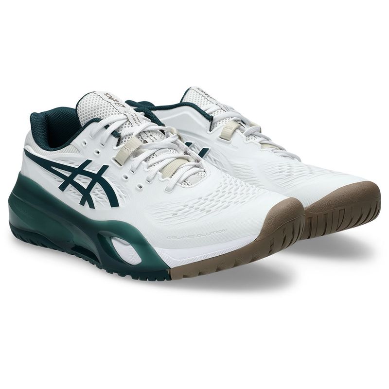 Asics Men's Gel Resolution X White and Saxon Green