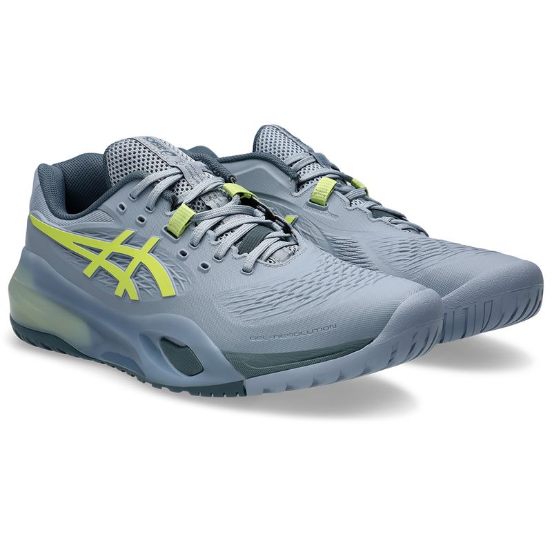Asics Men's Gel Resolution X Tennis Shoes Grey Blue and Pistachio
