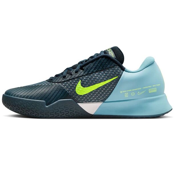 Nike Mens Air Zoom Vapor Pro 2 Clay Tennis Shoes Armory Navy and Volt