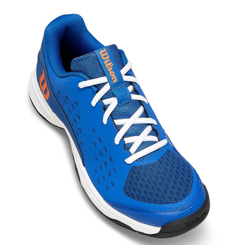 Wilson Rush Pro L Junior Tennis Shoe Deja Vu Blue and Orange Tiger