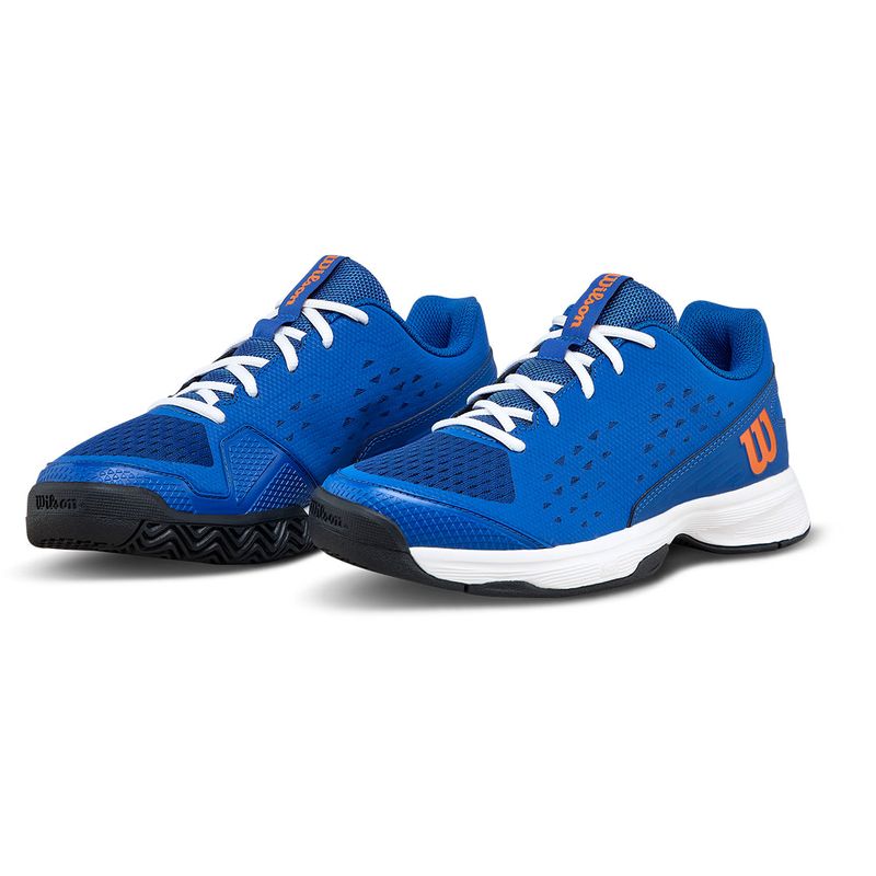 Wilson Rush Pro L Junior Tennis Shoe Deja Vu Blue and Orange Tiger
