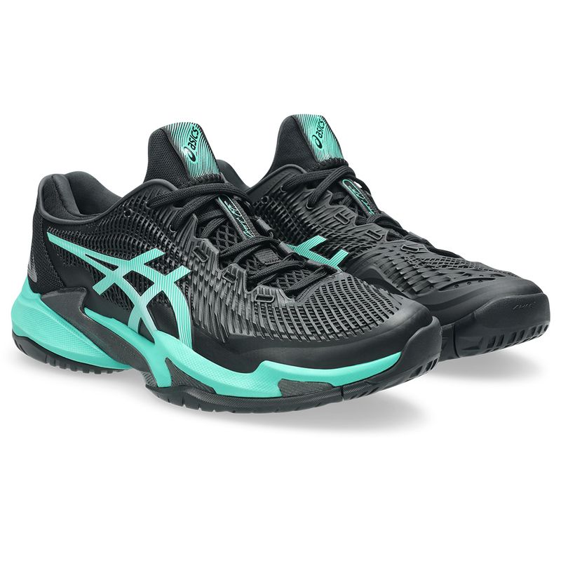 Asics Men's Court FF 3 Tennis Shoes Black and Aurora Green