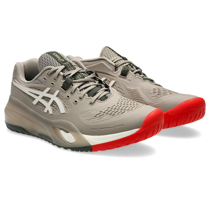 Asics Men's Gel Resolution X Tennis Shoes Greige and Soft Oat