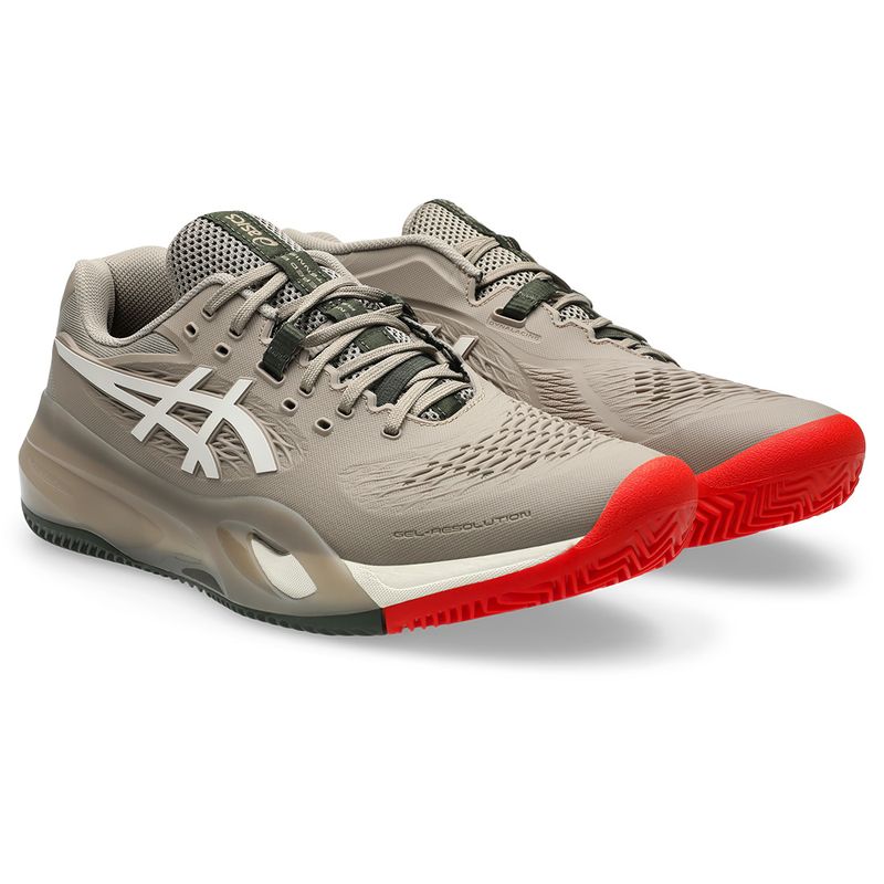 Asics Men's Gel Resolution X Clay Greige and Soft Oat