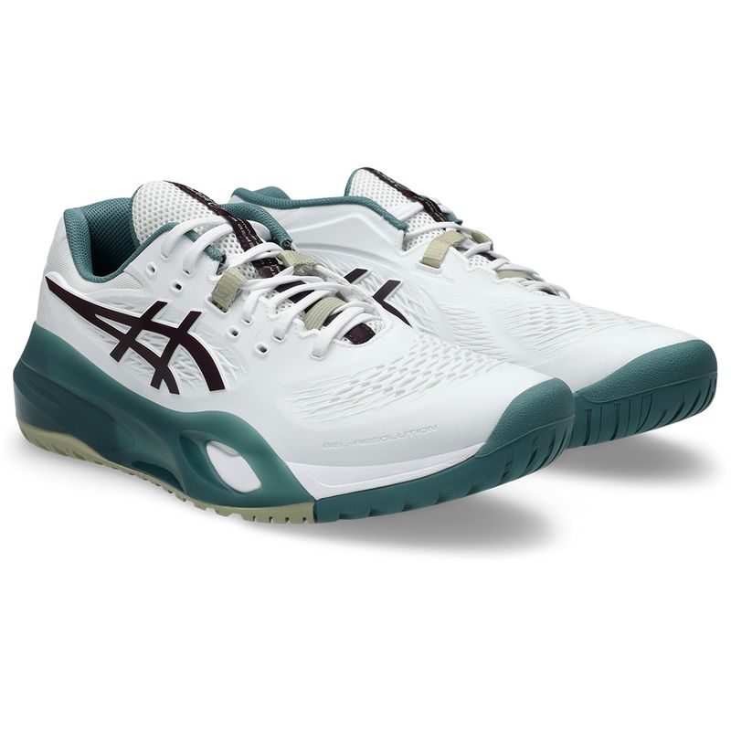 Asics Gel Resolution X Wide (2E) Men's Tennis Shoes White and Dark Aubergine