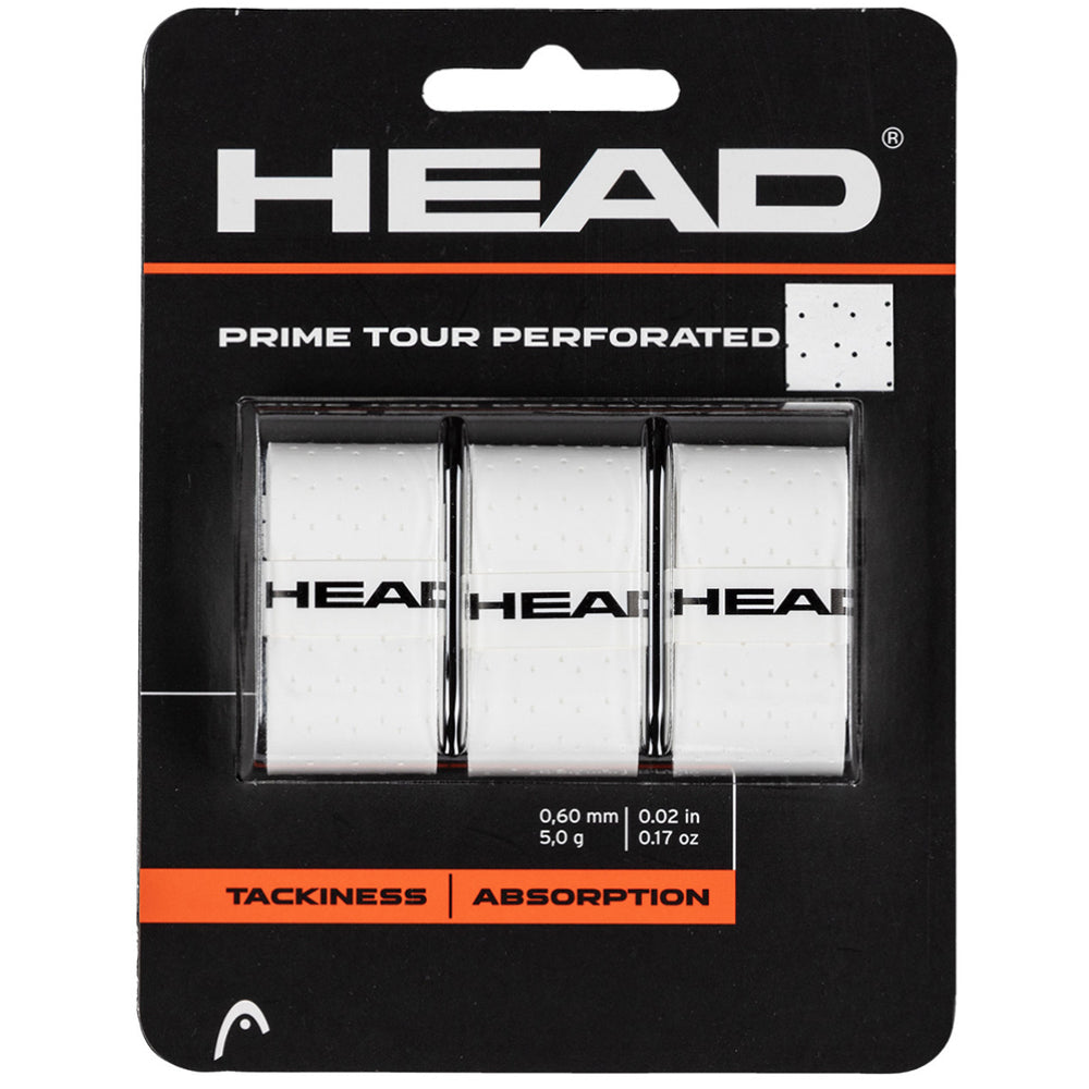 Head Prime Tour Perforated Tennis Overgrips - White