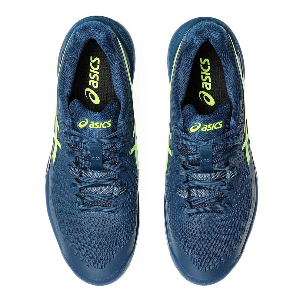 Asics Men's Gel Resolution 9 Tennis Shoes Mako Blue Safety Yellow