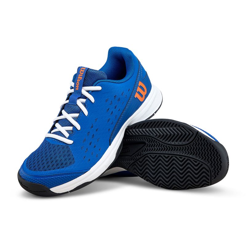 Wilson Rush Pro L Junior Tennis Shoe Deja Vu Blue and Orange Tiger