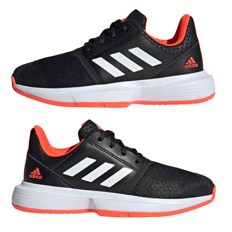 adidas CourtJam Junior Tennis Shoe Black Solar Red 1.5 adidas CourtJam Junior Tennis Shoe Black Solar Red 1.5